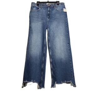 FREE PEOPLE We The Free Straight Up Baggy Jeans Riverside Blue Size 32 NWT